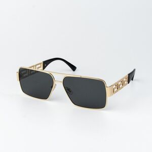 Versace Women Sunglasses Gold Grey Rectangle VE2290 100287 NEW AUTHENTIC